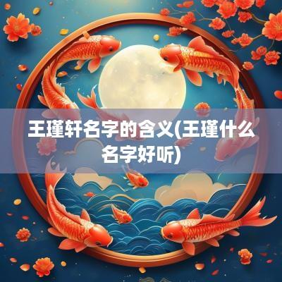 王瑾轩名字的含义(王瑾什么名字好听)