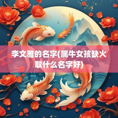 李文雅的名字(属牛女孩缺火取什么名字好)