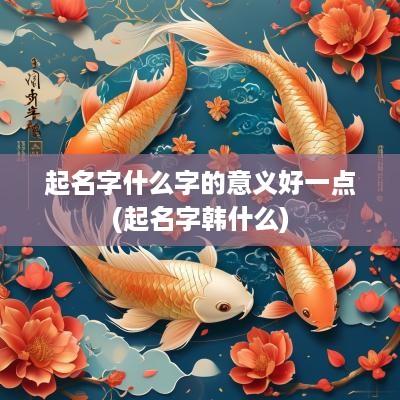 起名字什么字的意义好一点(起名字韩什么)