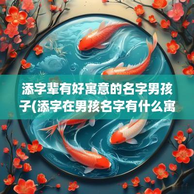 添字辈有好寓意的名字男孩子(添字在男孩名字有什么寓意)