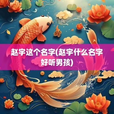 赵宇这个名字(赵宇什么名字好听男孩)