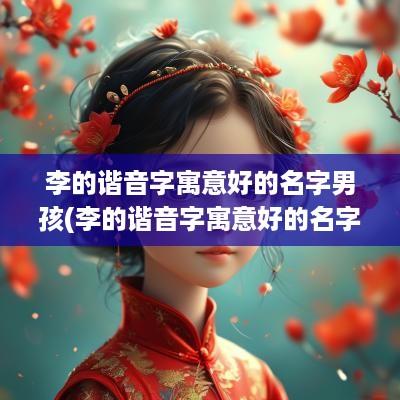 李的谐音字寓意好的名字男孩(李的谐音字寓意好的名字女孩)