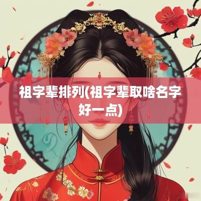祖字辈排列(祖字辈取啥名字好一点)