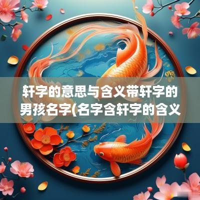 轩字的意思与含义带轩字的男孩名字(名字含轩字的含义)