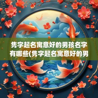 隽字起名寓意好的男孩名字有哪些(隽字起名寓意好的男孩名字大全)