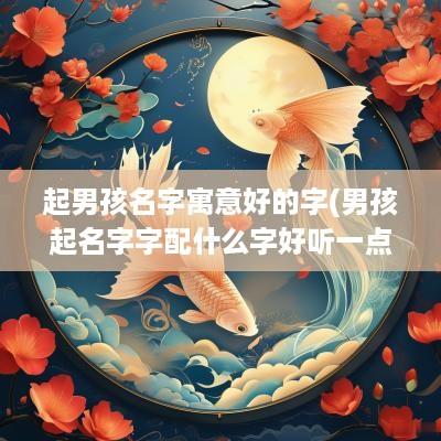 起男孩名字寓意好的字(男孩起名字字配什么字好听一点)