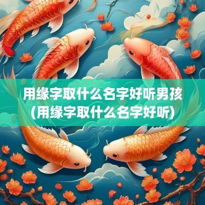 用缘字取什么名字好听男孩(用缘字取什么名字好听)