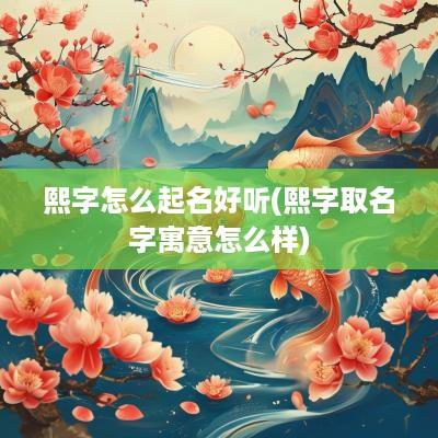 熙字怎么起名好听(熙字取名字寓意怎么样)