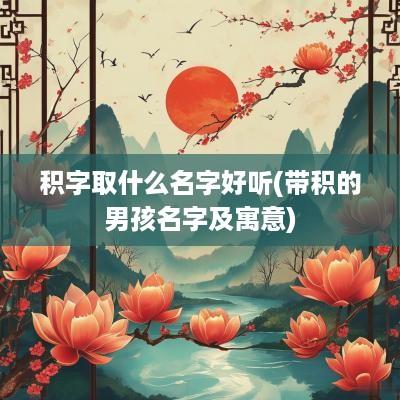 积字取什么名字好听(带积的男孩名字及寓意)