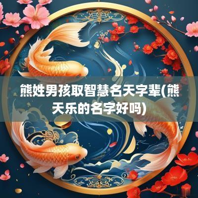 熊姓男孩取智慧名天字辈(熊天乐的名字好吗)
