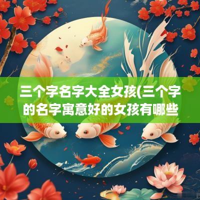 三个字名字大全女孩(三个字的名字寓意好的女孩有哪些)