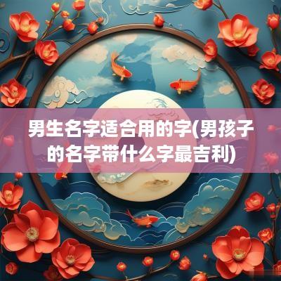 男生名字适合用的字(男孩子的名字带什么字最吉利)