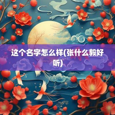 这个名字怎么样(张什么毅好听)