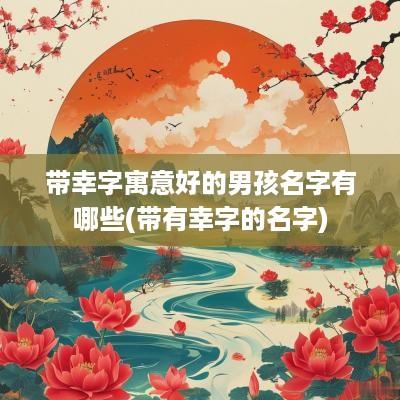 带幸字寓意好的男孩名字有哪些(带有幸字的名字)