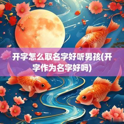 开字怎么取名字好听男孩(开字作为名字好吗)