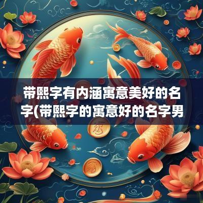 带熙字有内涵寓意美好的名字(带熙字的寓意好的名字男孩)
