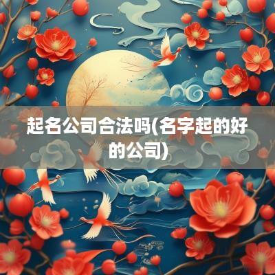 起名公司合法吗(名字起的好的公司)
