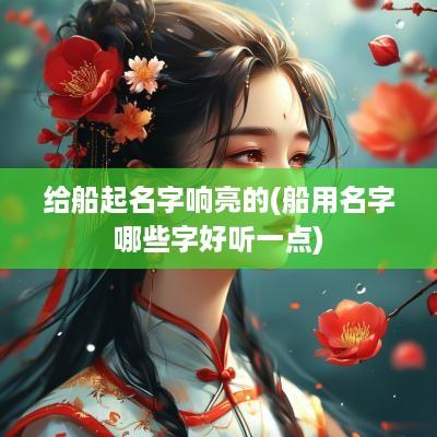 给船起名字响亮的(船用名字哪些字好听一点)