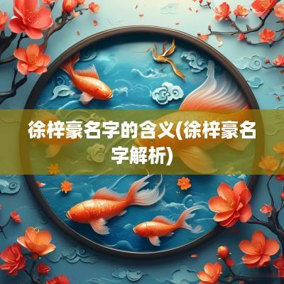 徐梓豪名字的含义(徐梓豪名字解析)