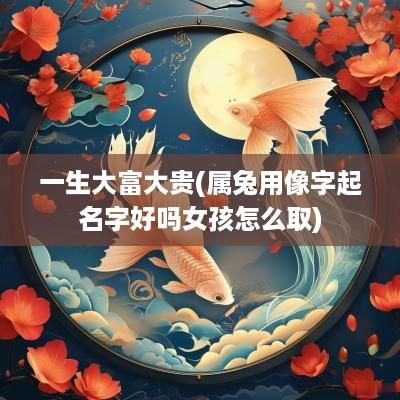 一生大富大贵(属兔用像字起名字好吗女孩怎么取)