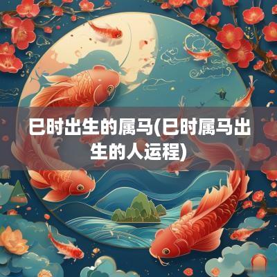 巳时出生的属马(巳时属马出生的人运程)