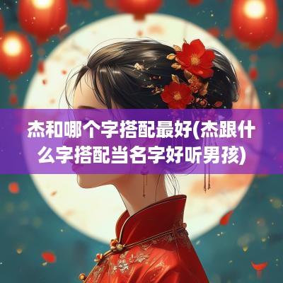 杰和哪个字搭配最好(杰跟什么字搭配当名字好听男孩)
