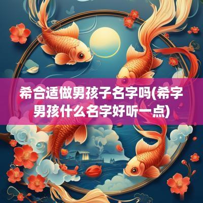 希合适做男孩子名字吗(希字男孩什么名字好听一点)