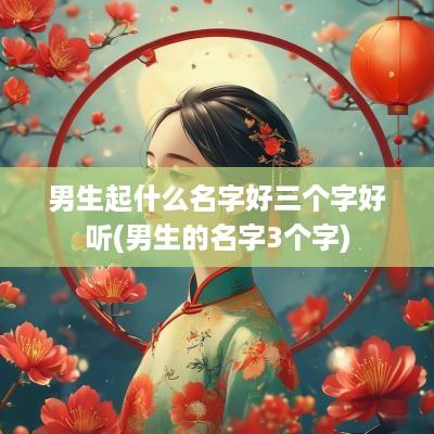 男生起什么名字好三个字好听(男生的名字3个字)