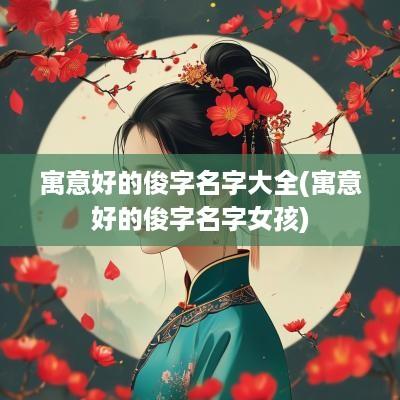寓意好的俊字名字大全(寓意好的俊字名字女孩)