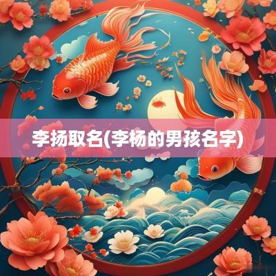 李扬取名(李杨的男孩名字)
