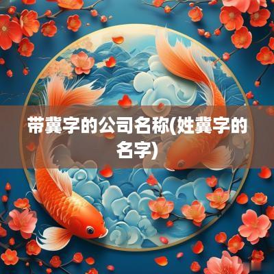 带冀字的公司名称(姓冀字的名字)