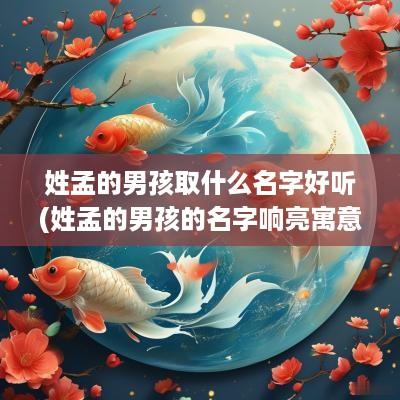 姓孟的男孩取什么名字好听(姓孟的男孩的名字响亮寓意好)
