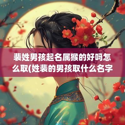 裴姓男孩起名属猴的好吗怎么取(姓裴的男孩取什么名字两个字)