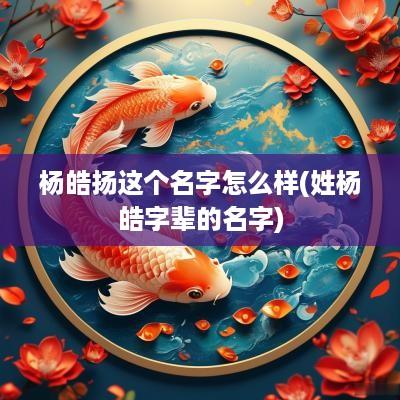 杨皓扬这个名字怎么样(姓杨皓字辈的名字)
