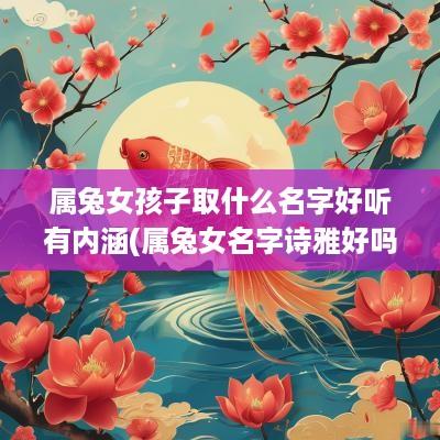 属兔女孩子取什么名字好听有内涵(属兔女名字诗雅好吗好听吗怎么取)