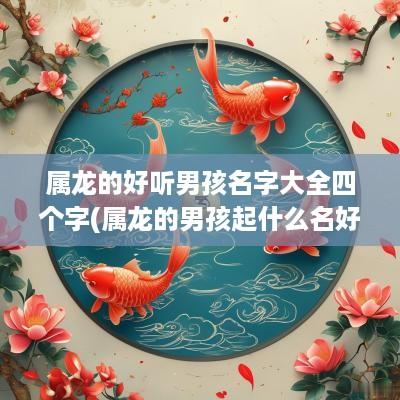 属龙的好听男孩名字大全四个字(属龙的男孩起什么名好)