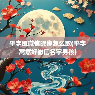 平字取微信昵称怎么取(平字寓意好微信名字男孩)