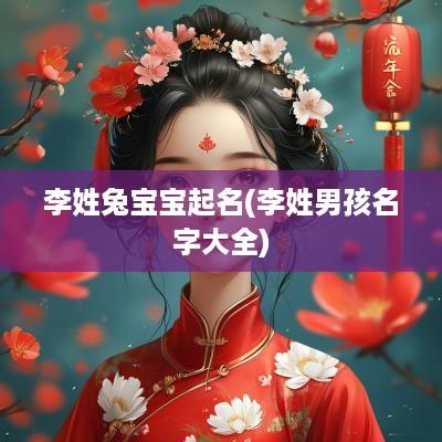 李姓兔宝宝起名(李姓男孩名字大全)