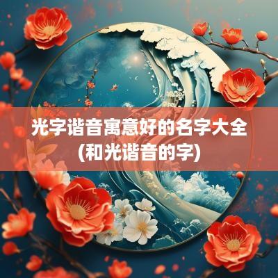 光字谐音寓意好的名字大全(和光谐音的字)