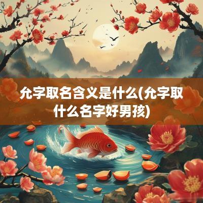 允字取名含义是什么(允字取什么名字好男孩)
