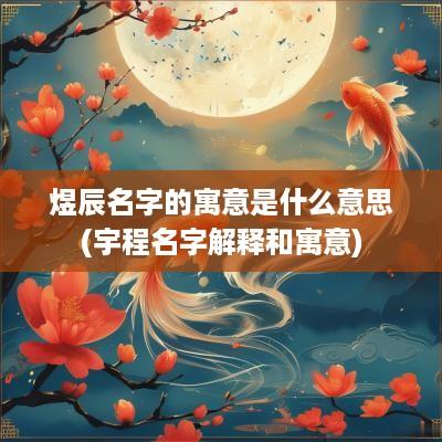 煜辰名字的寓意是什么意思(宇程名字解释和寓意)
