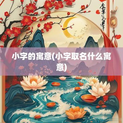 小字的寓意(小字取名什么寓意)