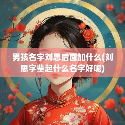 男孩名字刘思后面加什么(刘思字辈起什么名字好呢)