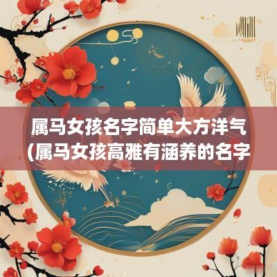 属马女孩名字简单大方洋气(属马女孩高雅有涵养的名字)