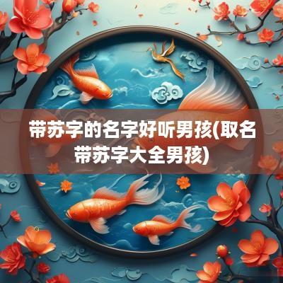 带苏字的名字好听男孩(取名带苏字大全男孩)