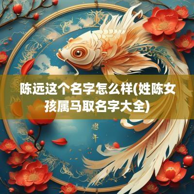 陈远这个名字怎么样(姓陈女孩属马取名字大全)