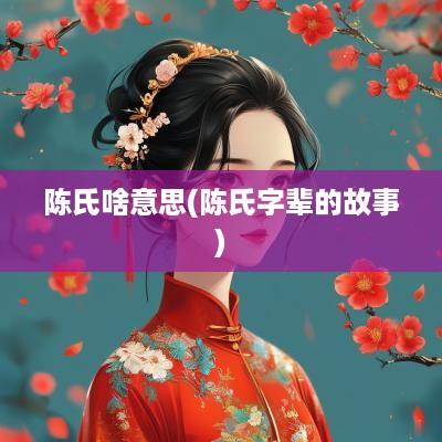 陈氏啥意思(陈氏字辈的故事)