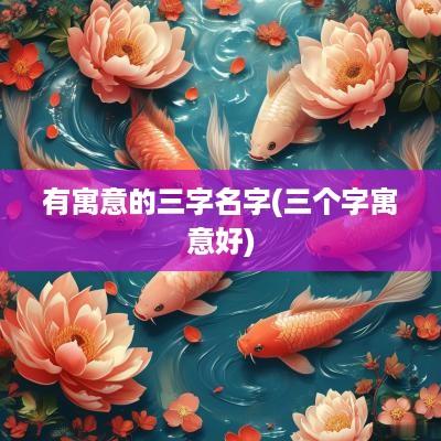 有寓意的三字名字(三个字寓意好)
