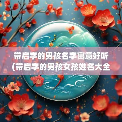 带启字的男孩名字寓意好听(带启字的男孩女孩姓名大全)