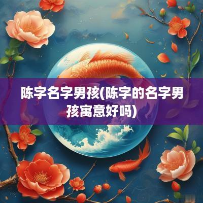 陈字名字男孩(陈字的名字男孩寓意好吗)